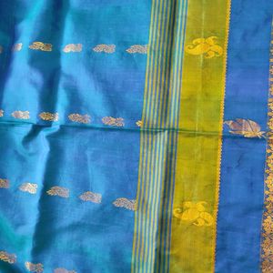 Blue And Green Silk Saree