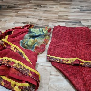 Unused New Georgette Printed Saree With Blouse Pi