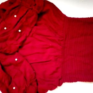 🎉OFFER🎶 Red Full Sleeves Pearl Top🎶