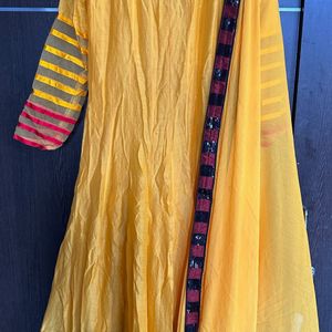 Yellow Anarkali Dress With Dupatta