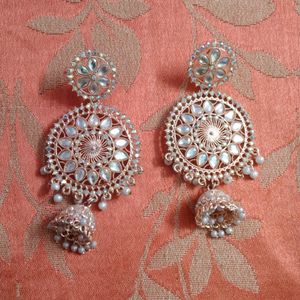 Rose Gold Kundan Big Earrings