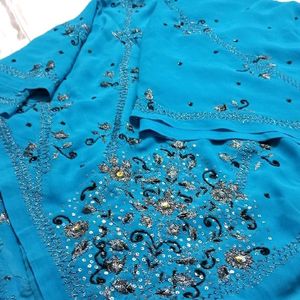 Blue Designer Plain Saree (Women)