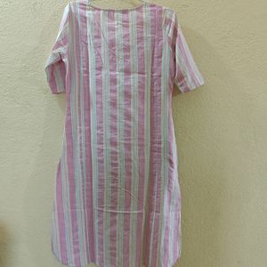 Sangria Pink Stripped Kurta Set