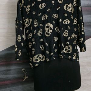 Skull Loose Fit Crop Plus Size Sweater