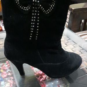 Black Pencil Heel Boots