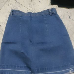 Button Up Denim Skirt - Waist 28 Stretchable