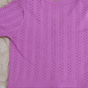 Pink Crop Front Button Top Size S