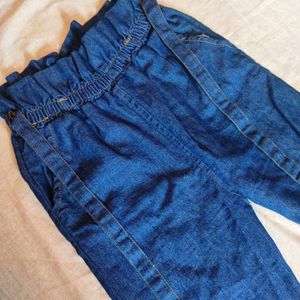 Dark Blue Paperbag Jeans