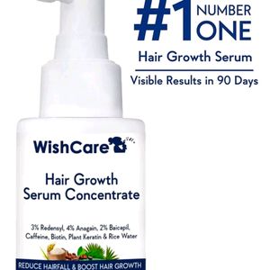 WishCare Hair Growth Serum Concentrate - 3% Redensyl, 4% Anagain, 2% Baicapil, Caffeine, Biotin, Plant Keratin & Rice Water - Hair Growth Serum for Men & Women