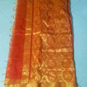 Orange Colour Shinning Organza Saree