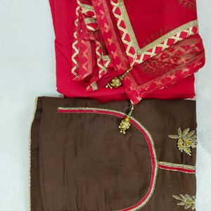 Festival/Karwachauth❤️🤎Unstitched Dress Material