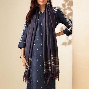 Navy Blue Pure Cotton Blend Kurta Set For Beauty