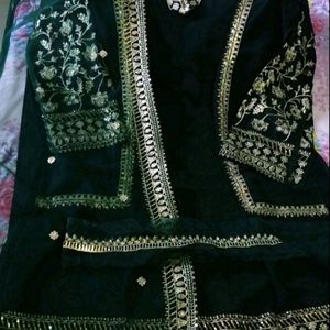 New Teal Green Pakistani Embroidered Kurta Set