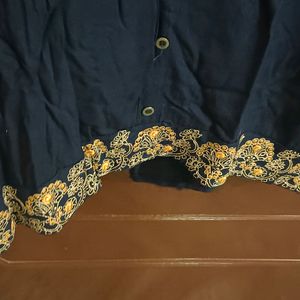 Navy Blue Embroidered Kurta