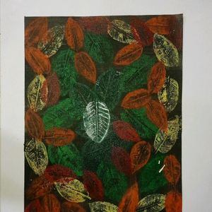 Foldable Canvas Sheet Abstract Painting Of Leaves