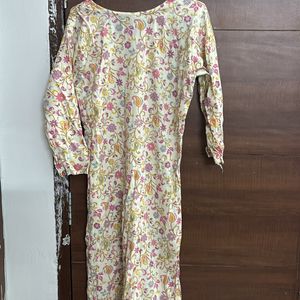 Beige Floral Kurta