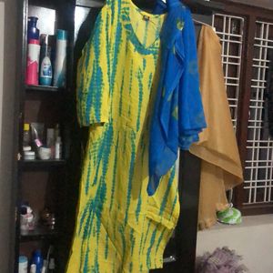 Lemon yellow And Sky blue Kurta