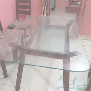 6 Seater Double Glass  Dining Table(Like 🆕)