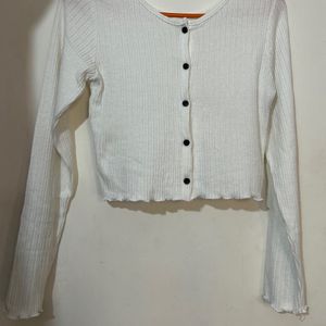 White Crop Cardigan/ Top