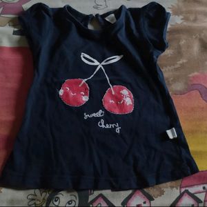 Baby Girl Sweet Cherry Printed Puffed Handed Top