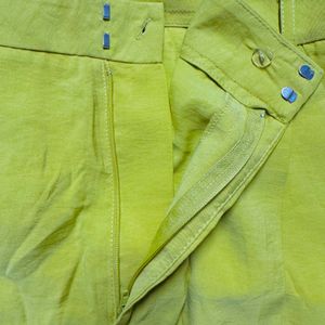 Zara Lime Neon Cotton Linen Trouser