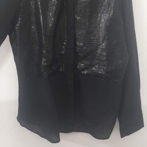 Smart Black Sequins Partywear Shirt 40 To 44 Size