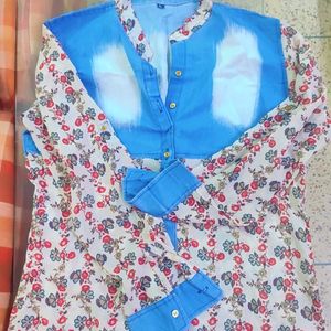 Georgette And Denim Shirt