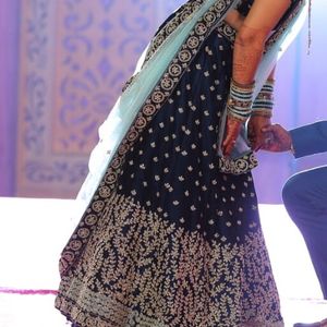 Blue Bridal Lehnga With Net Dupatta