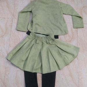 Girls Skirt Top With Jacket & Legging