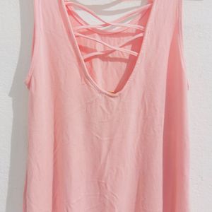 Soft Pink Sleeveless Tank Top with Strappy Back