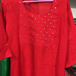 Short Red Kurti