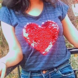 Navy Blue Heart Tee