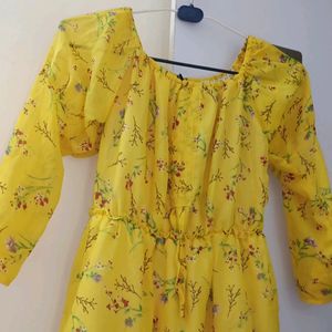 Super Yellow Flared Dress Frock