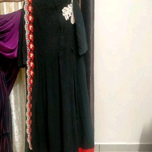 Black Long Gown With Attached Dupatta 🖤