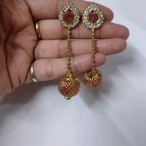 Golden And Rani Pink Color Chain Set