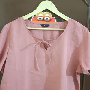 Baby Pink Western Top With Front Tie Up