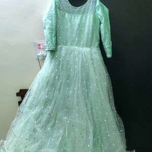 Beautiful Heavy Mirron Work Gown Party Wear