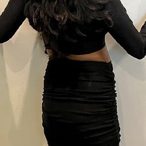 Black Solid Cut Out Bodycon Dress