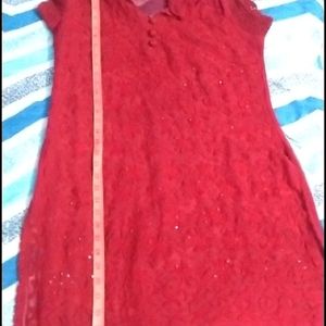 Chikankari Red Kurta