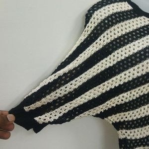 STRIPPED CROCHET & NET Vest