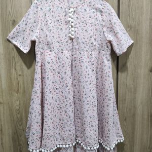 Pink Floral Printed Long Shrug