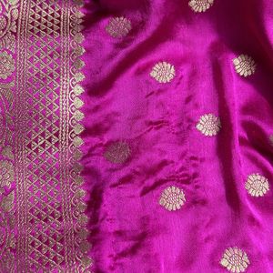 Gajji Silk Saree With Blouse 38 Siz Hot Pink Colou