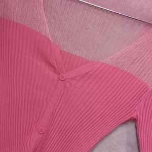 Ribbed Pink Top For Women