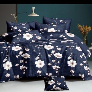 BRAND NEW BLUE FLORAL DOUBLE BEDSHEET WITH 2 PILLOW COVERS