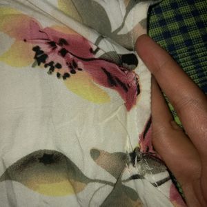 off-white floral designed frock