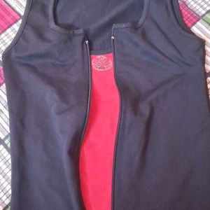 Red Top With Attached Black Jacket