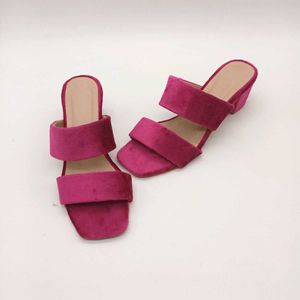 Magenta Velvet Block Heels 2 Inches.