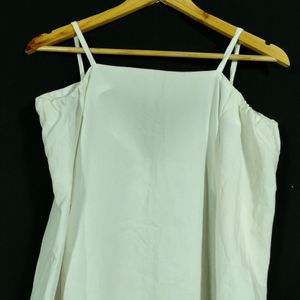 White Shoulder Cut Top (Women)