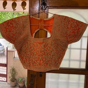 Orange embroidered padded blouse-free size-ca