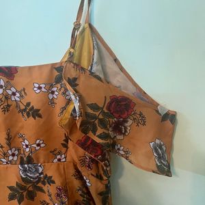 Mustard Floral Dress | Faballey